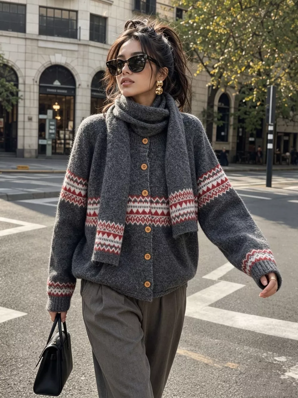 Geometric Button Down Knit Cardigan, image 20