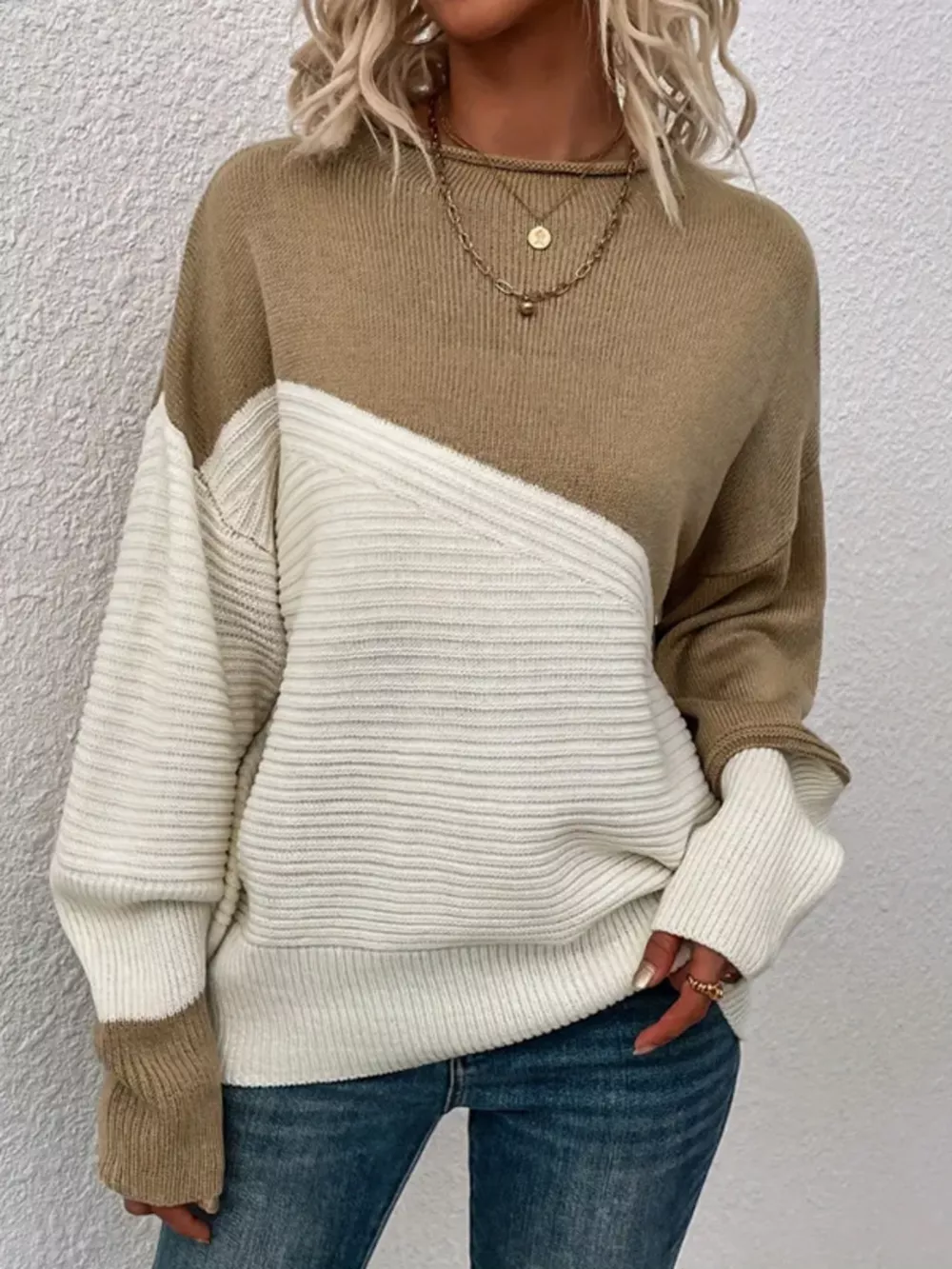 Color Block Ribbed Knit Sweater, image 13