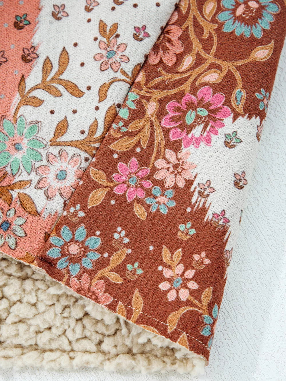 Floral Printed Sherpa Lined Hooded Jacket, image 7