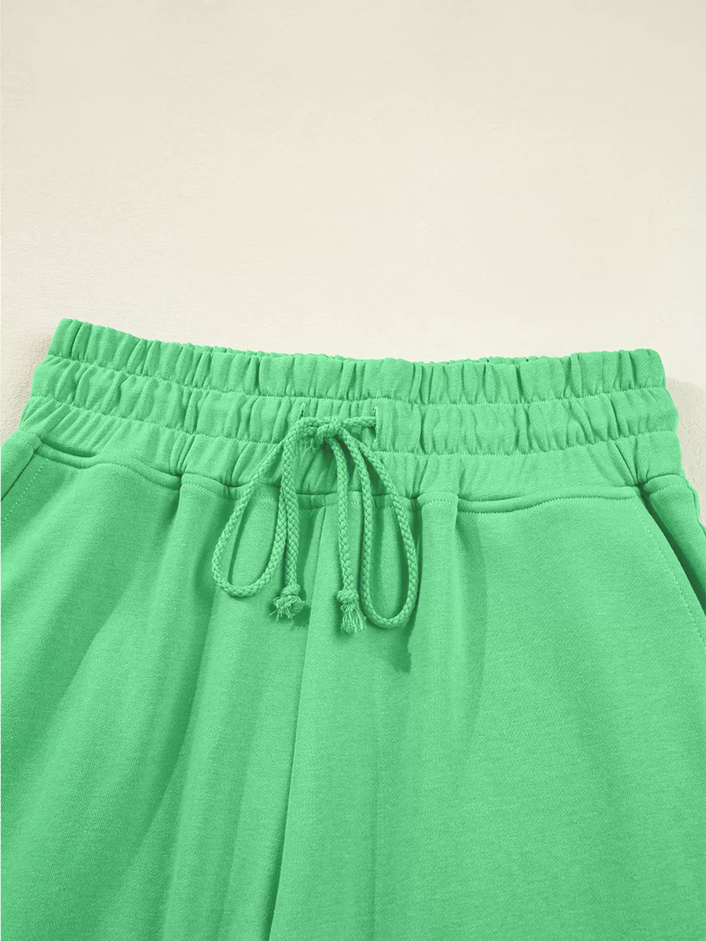 Drop Shoulder Puff Sleeve Crop Top and Drawstring Wide Leg Pants Set, image 15