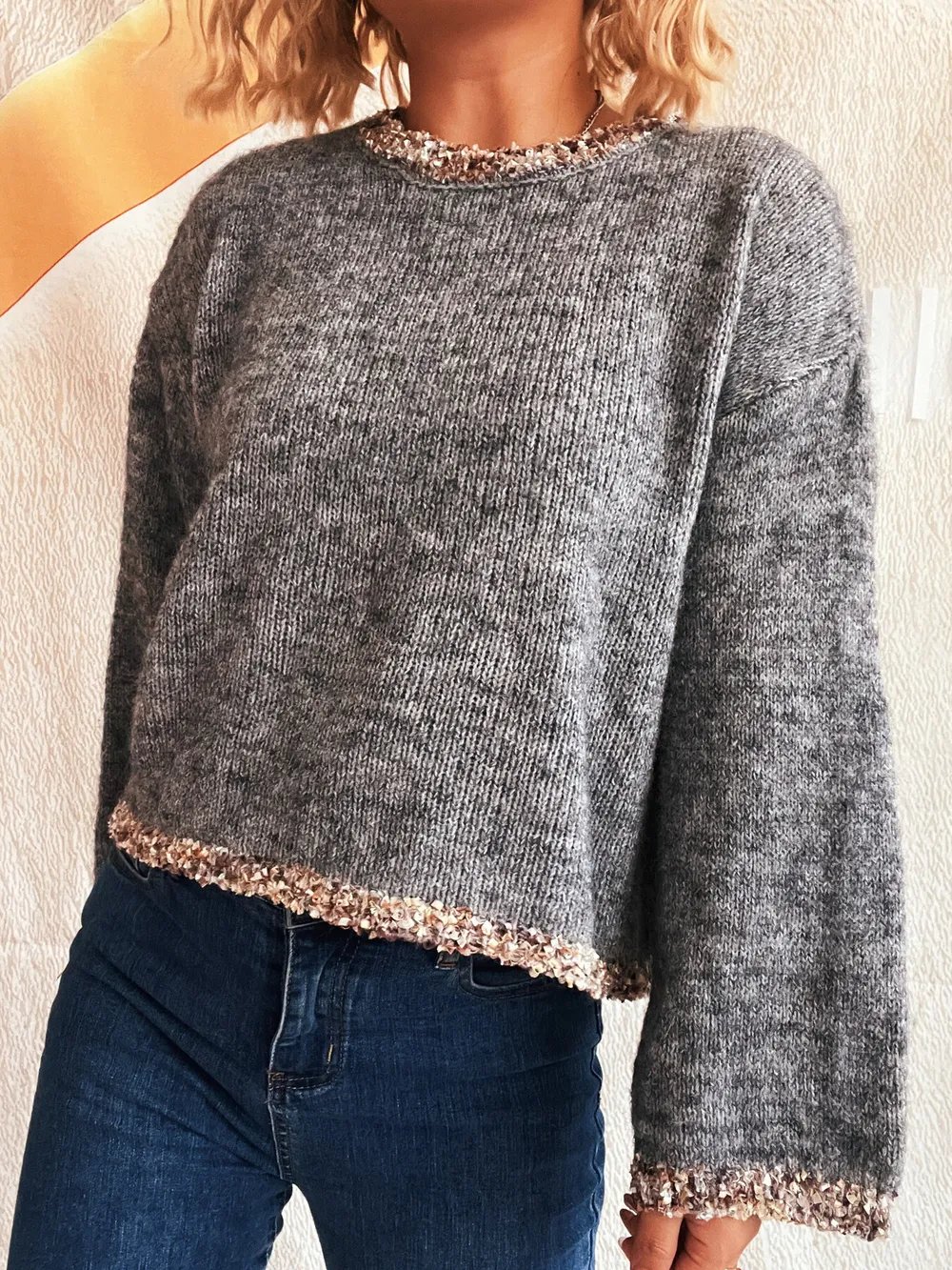 Round Neck Cropped Sweater, image 13