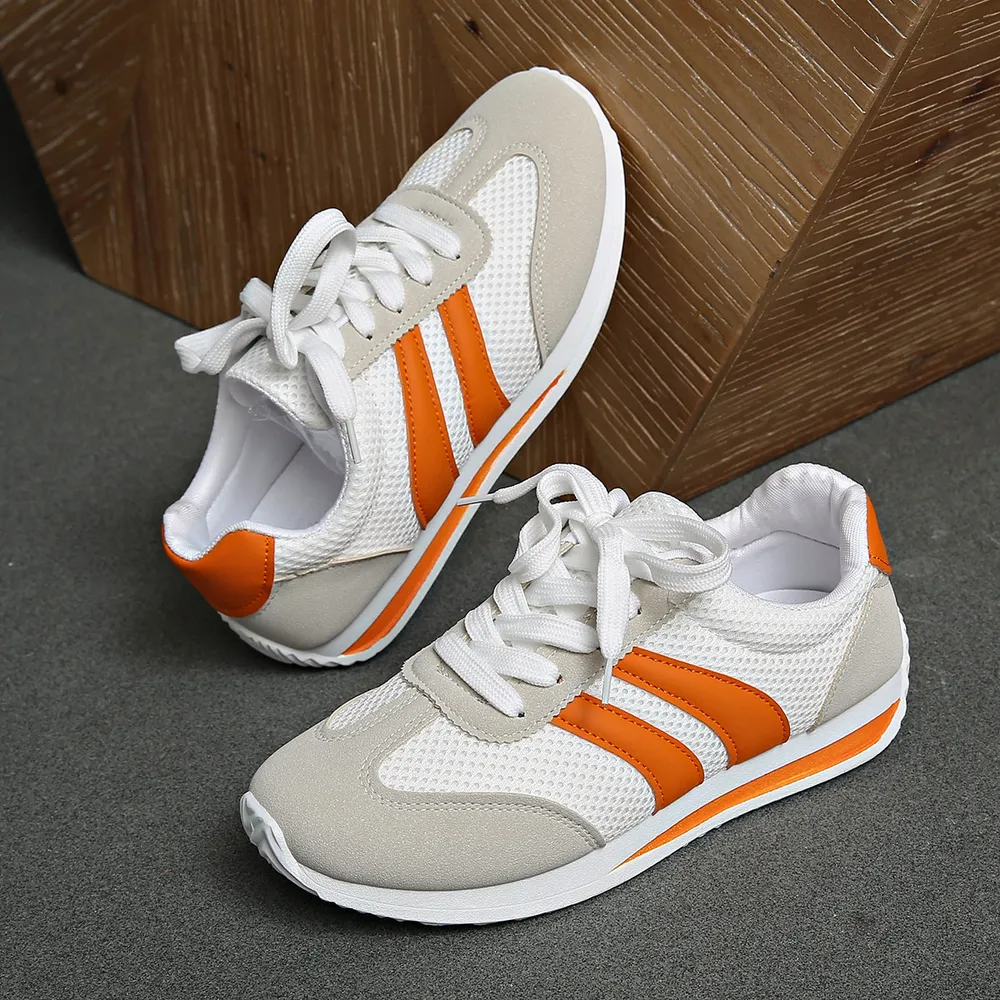 Striped Contrast Mesh Lace Up Sneakers, image 5