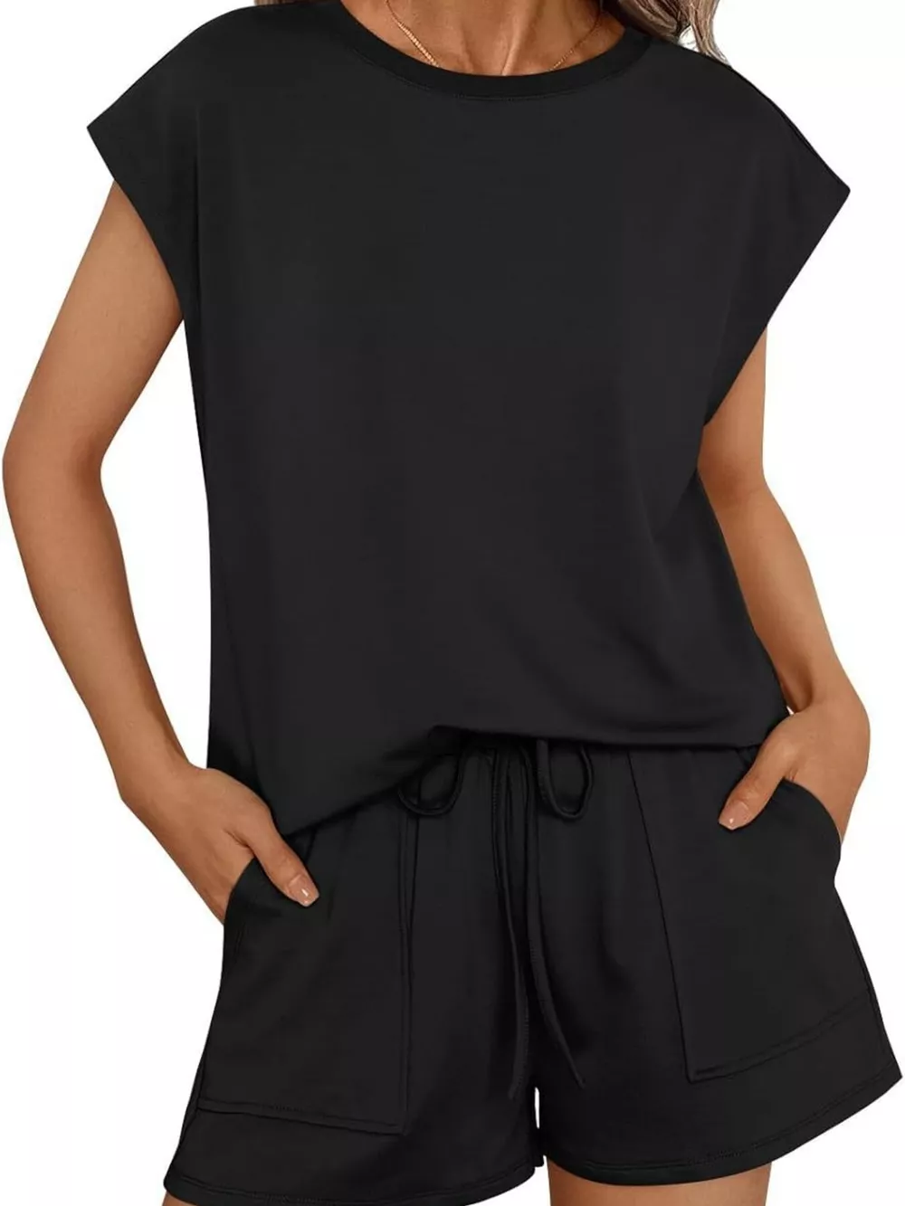 Casual Solid Color T-Shirt and Shorts Set, image 13