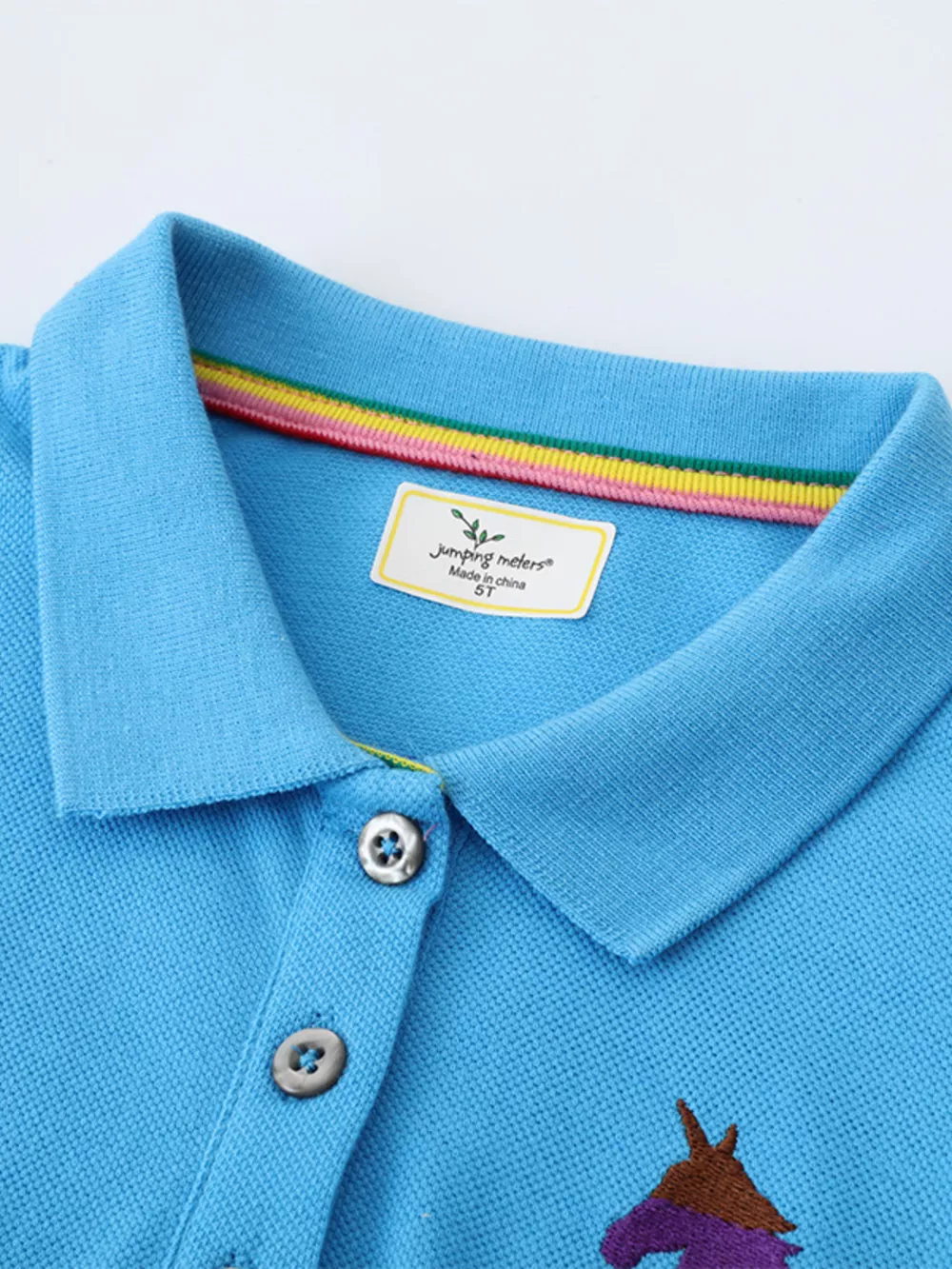 Children's Unicorn Embroidered Ruffled Polo Dress, image 4