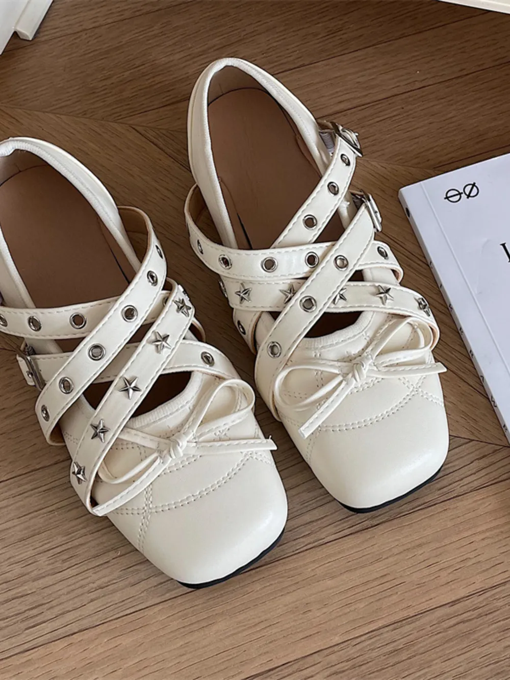 Studded Strappy Bow Slip-Ons, image 8