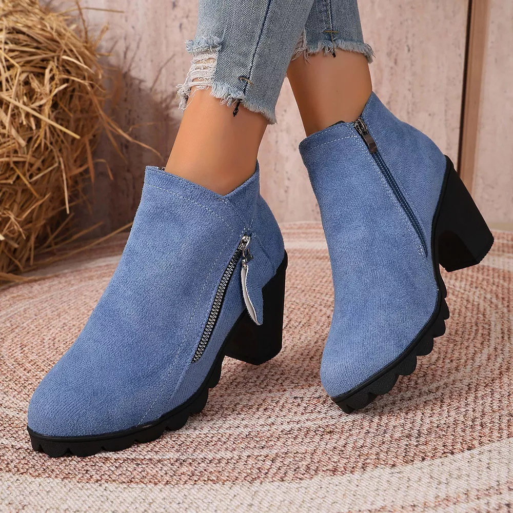 Round Toe Block Heels Boots, image 16