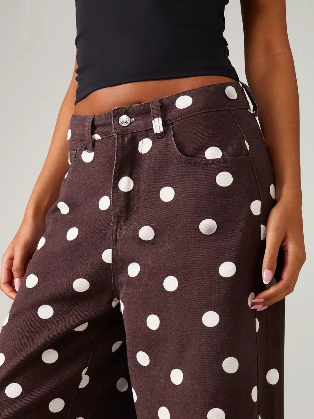 Polka Dot Wide-Leg Jeans, image 9