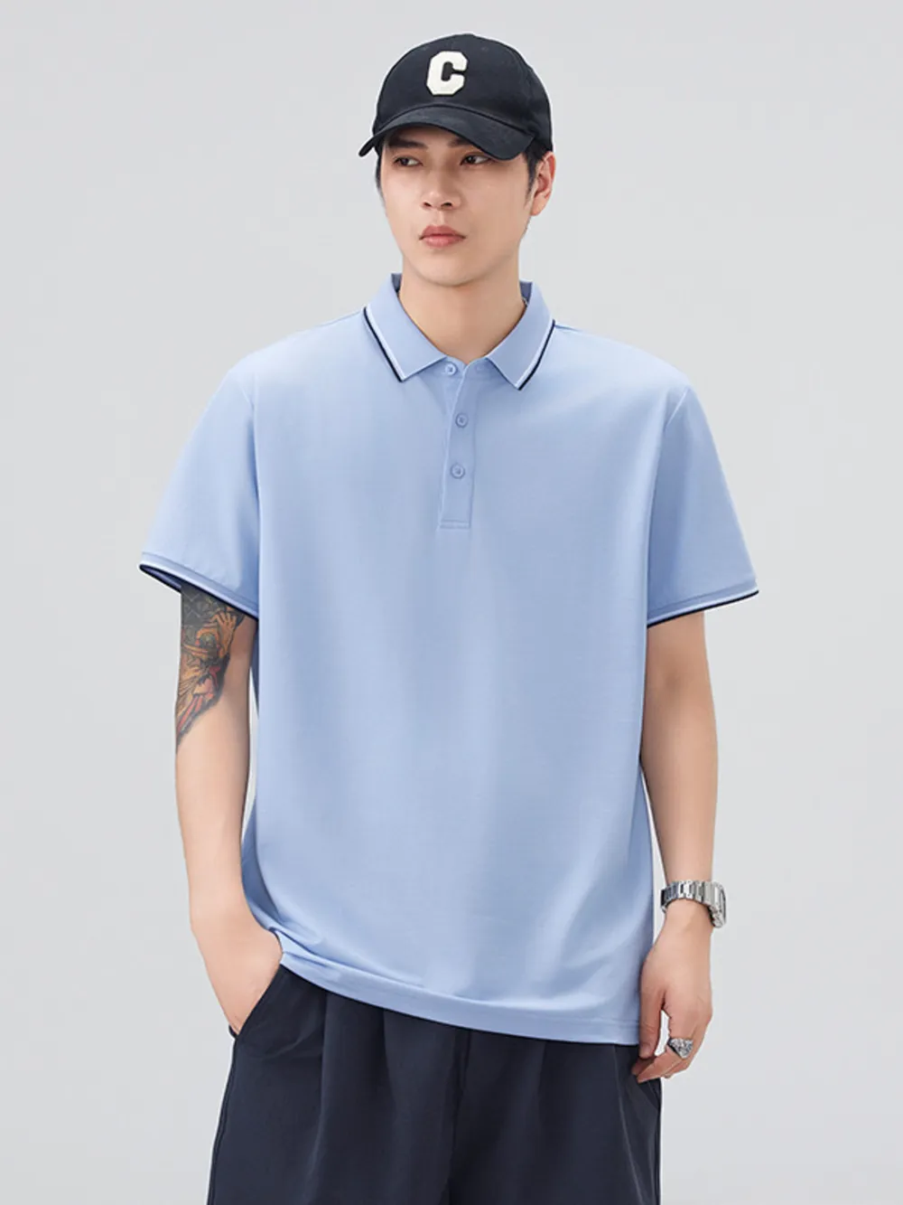 Men's Plus Size Button Detail Short Sleeve Polo, image 17