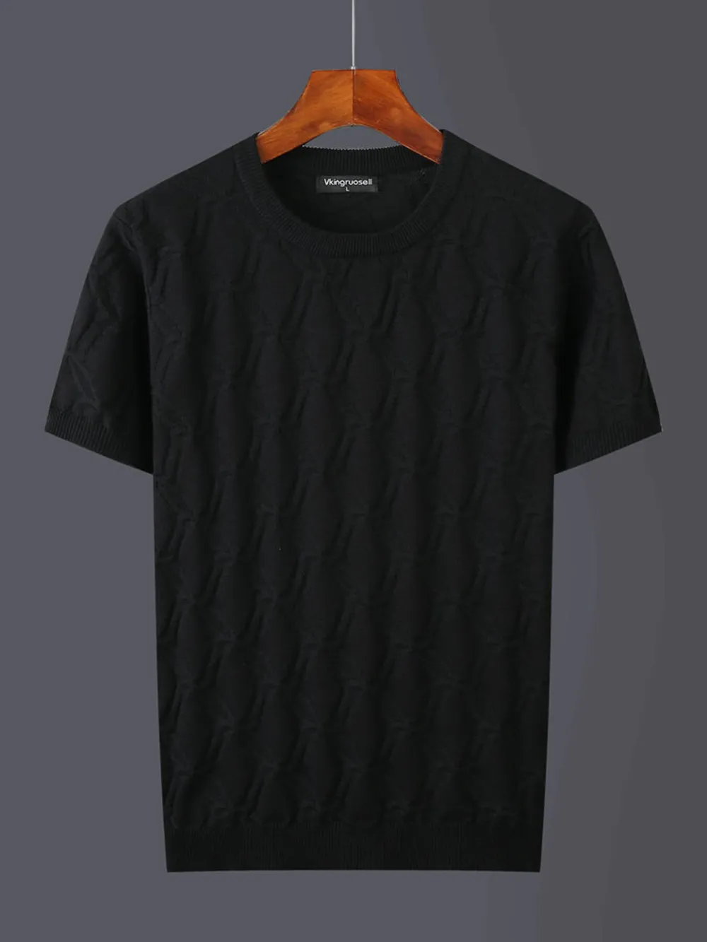 Men's Plus Size Textured Round Neck Short Sleeve Knit Top