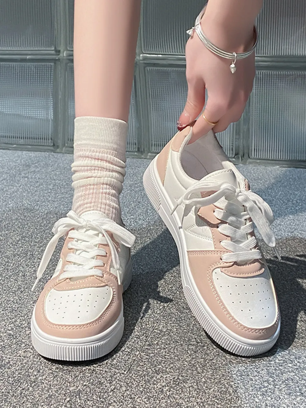 Lace Up Round Toe Sneakers, image 6