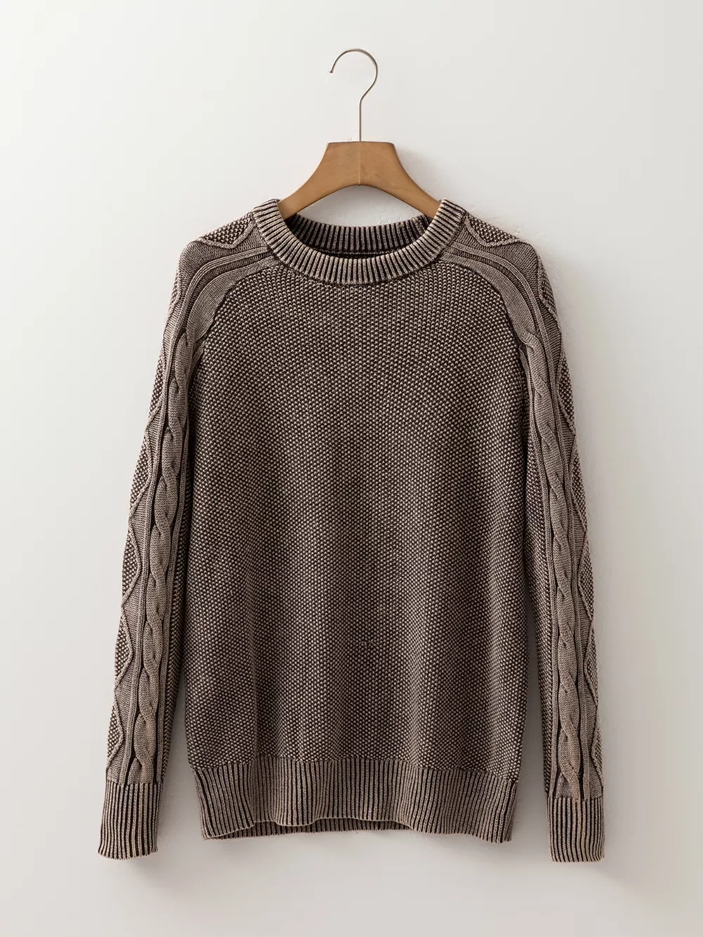 Contrast Cable Knit Sleeve Casual Sweater, image 7