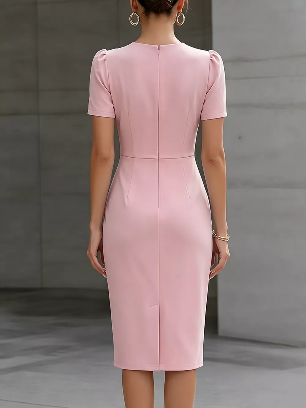 Ruched Short Sleeve Midi Dress, image 2