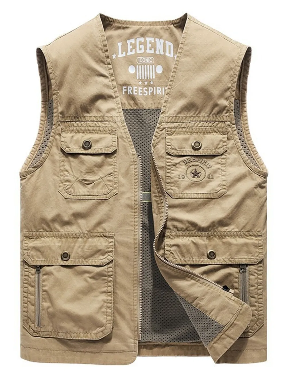 Men's Plus Size Casual Multi-Pocket Outdoor Vest, image 3