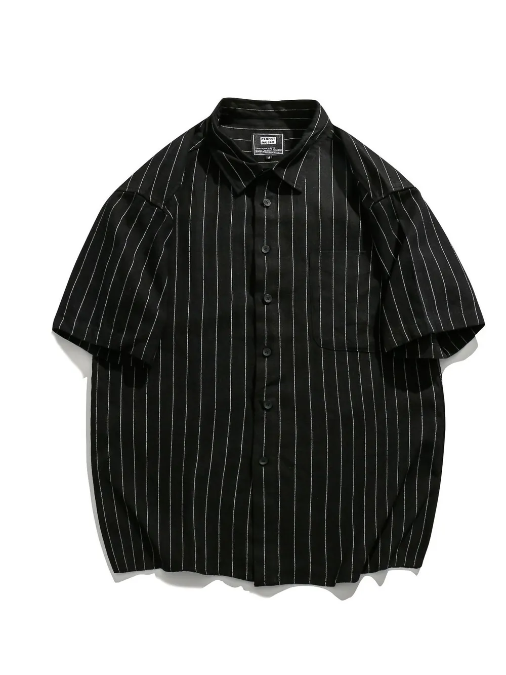 Men's Striped Button Up Short Sleeve Shirt