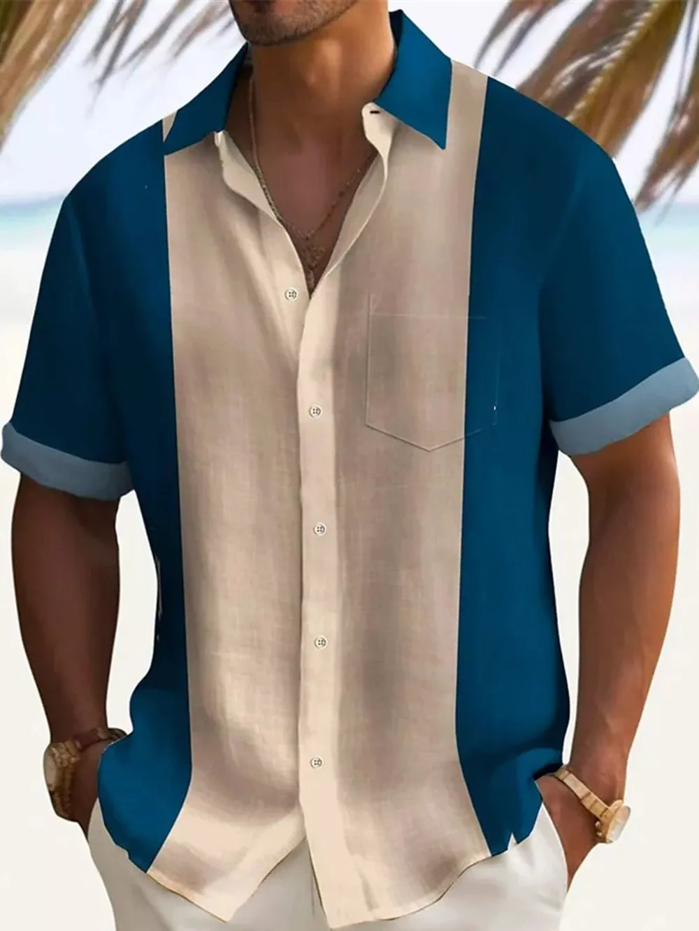 Men's Full Size Color Block Short Sleeve Shirt Plus Size, image 6