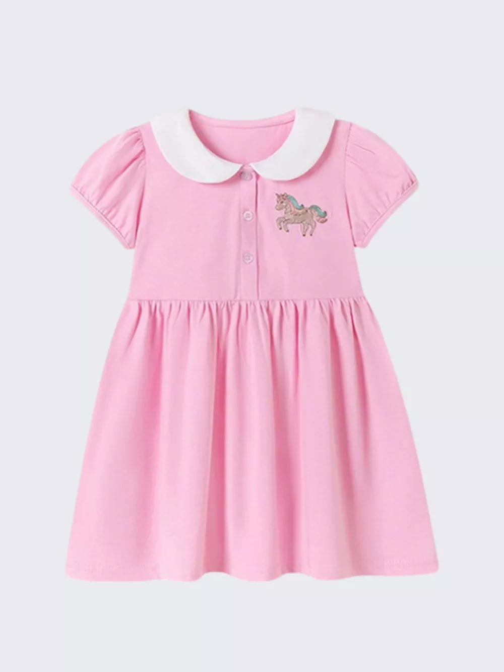 Children's Unicorn Embroidered Peter Pan Collar Dress, image 3