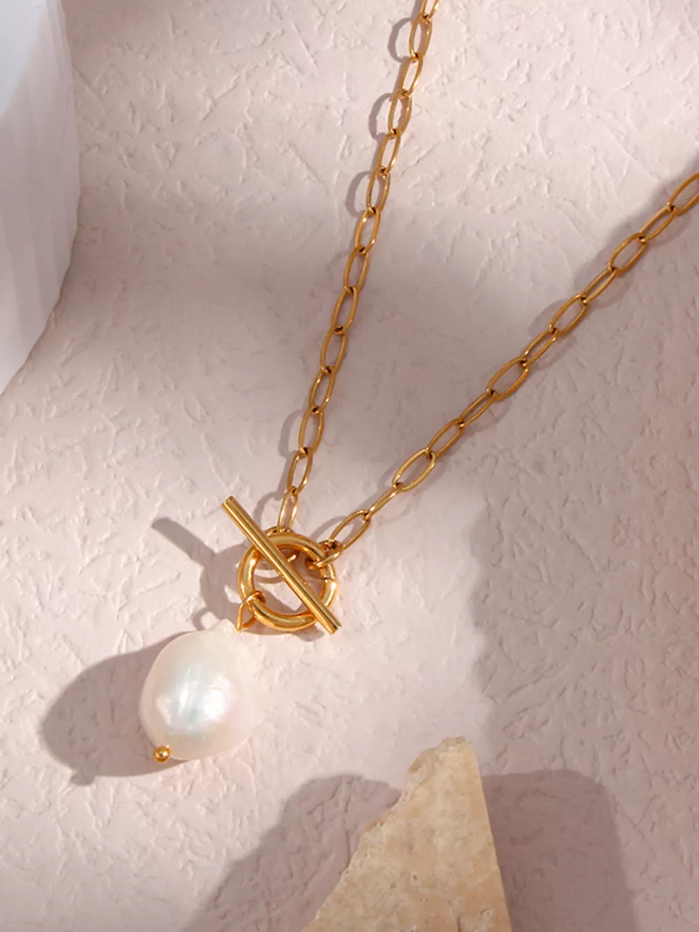 18K Gold-Plated Baroque Pearl Pendant Necklace, image 10