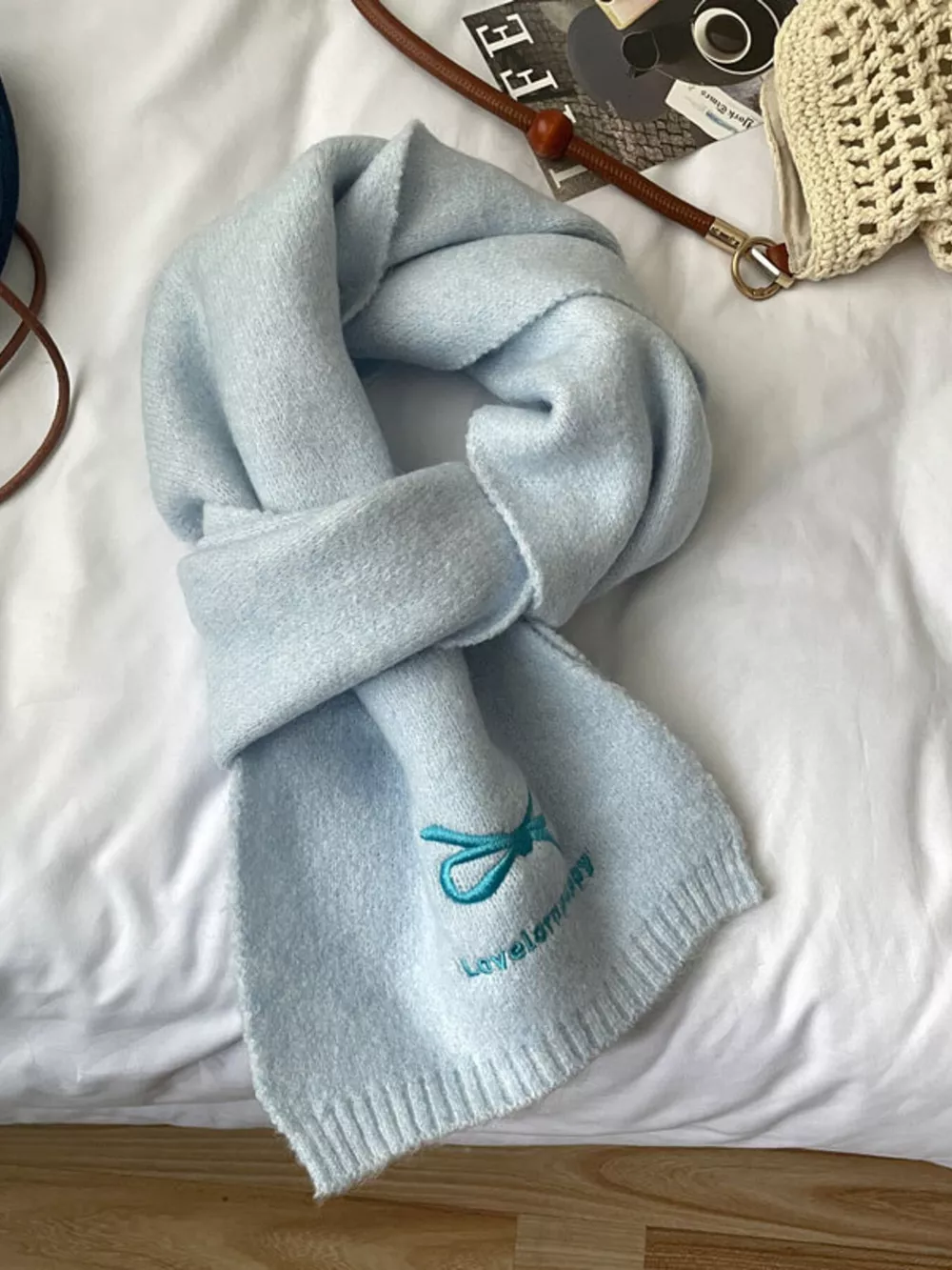 Embroidered Bowknot Scarf, image 2