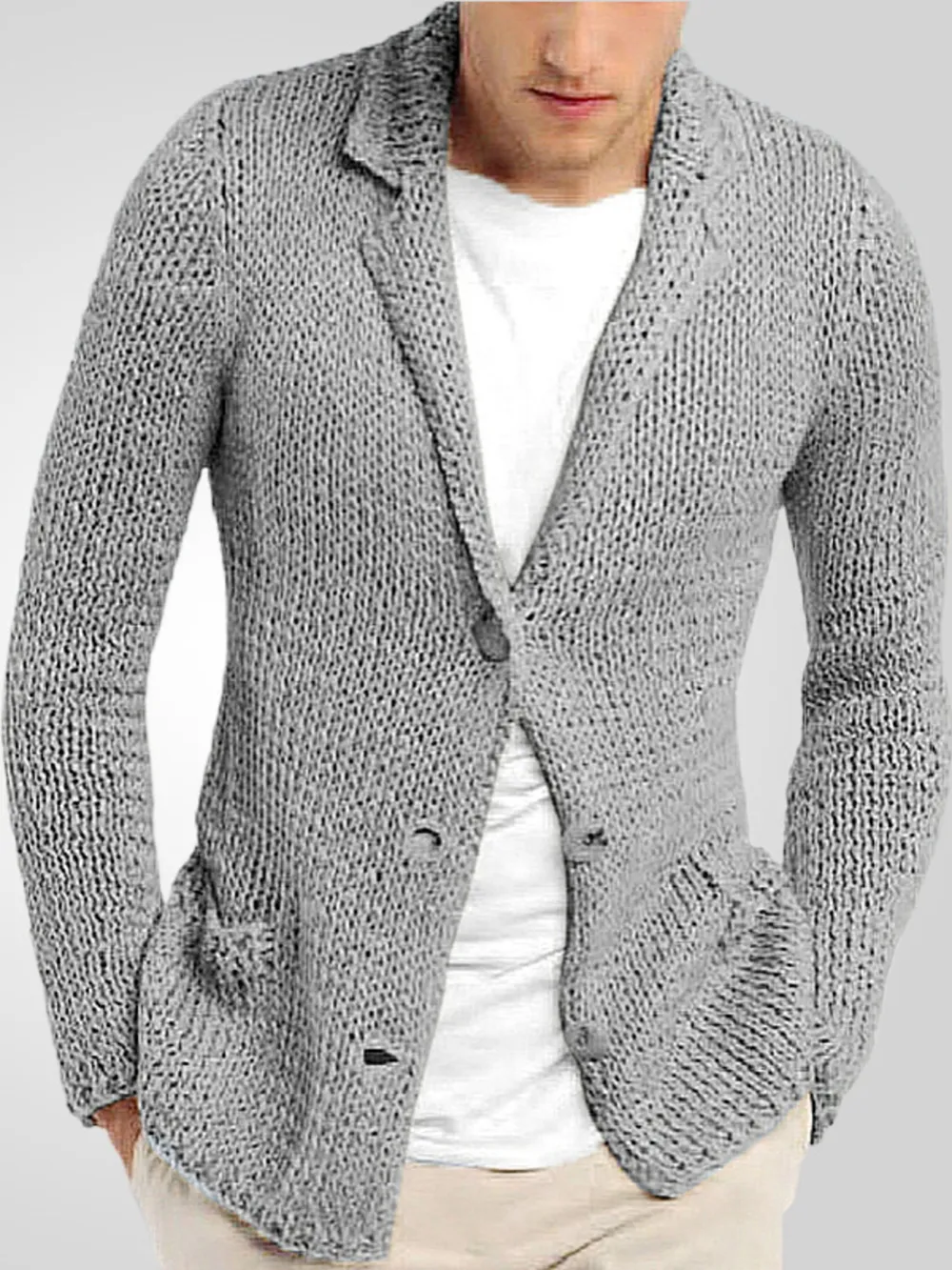 Men's Plus Size Button Up Long Sleeve Cardigan