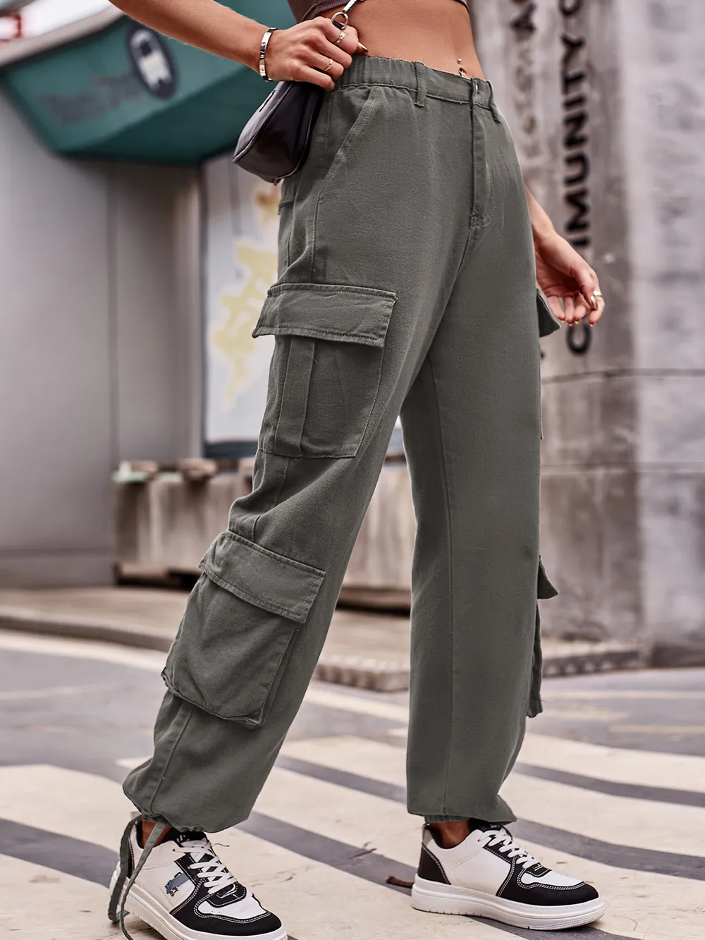 Casual Wide Leg Cargo Jeans, image 14