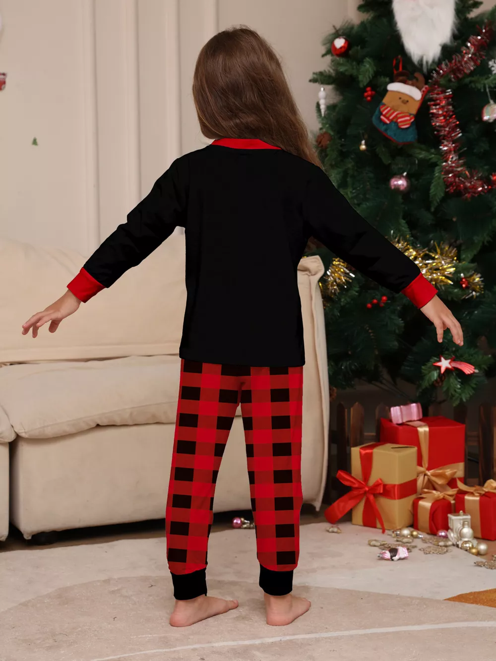 Full Size Matching Family Christmas Pajamas Set with Festive Graphic Plus Size, image 11