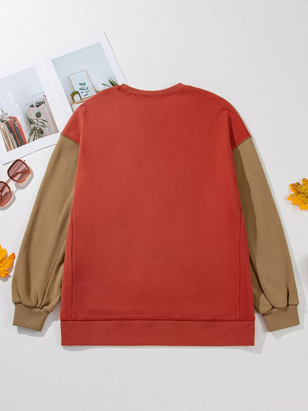 Halloween Glitter Ghost Patched Pattern Color Block Sweatshirt, image 5
