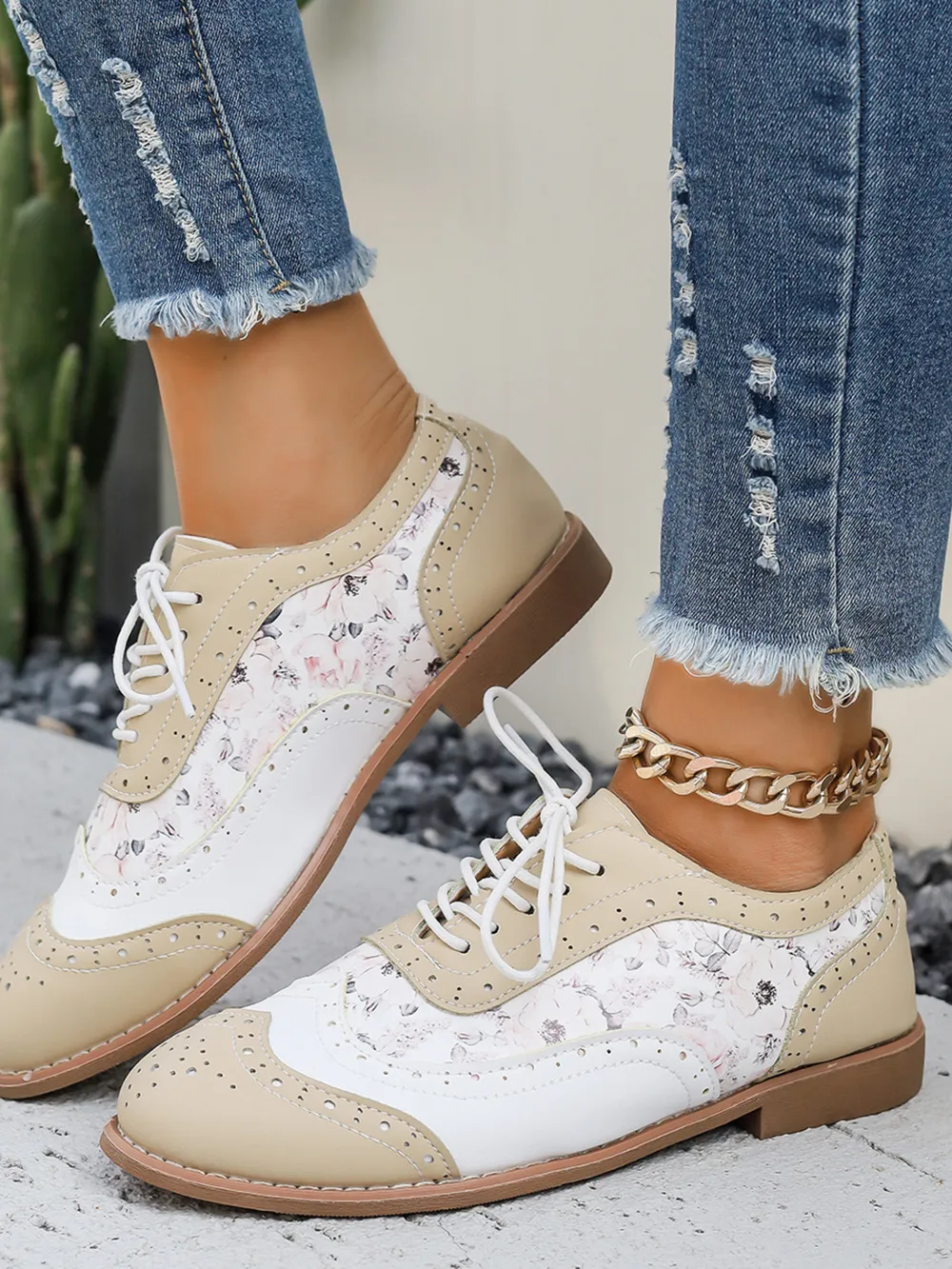 Lace-Up Detail Round Toe Sneakers, image 4