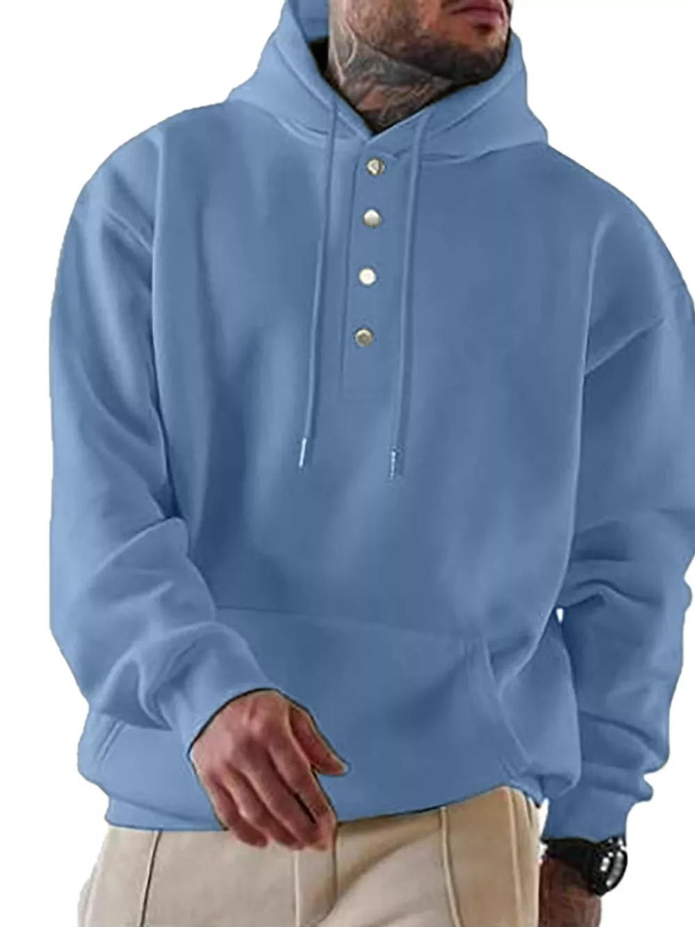 Men's Full Size Drawstring Kangaroo Pocket Hoodie Plus Size, image 5