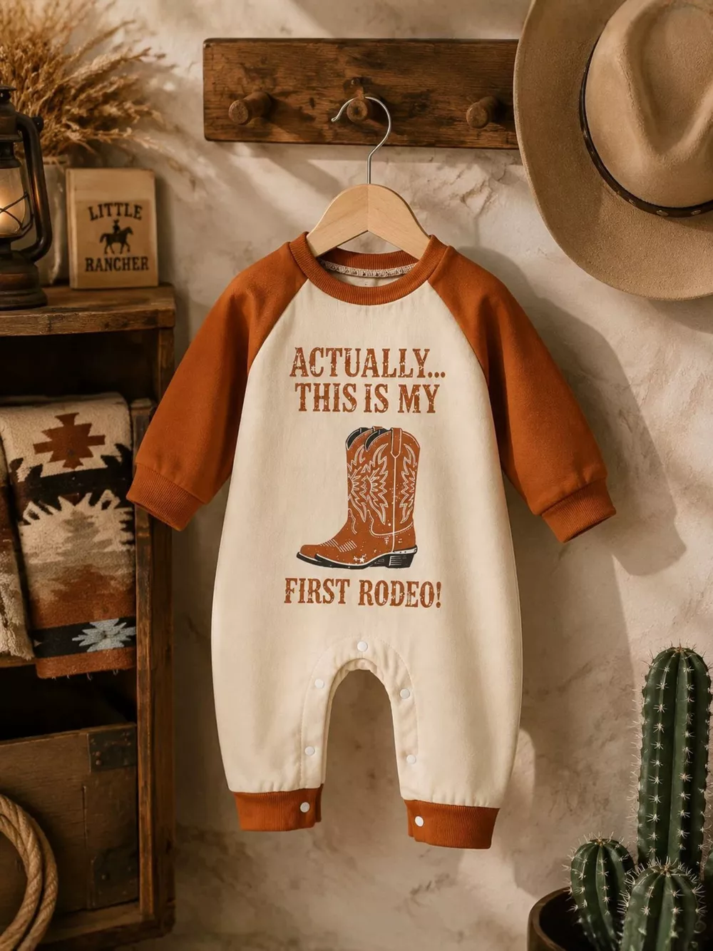 Children's Letter Raglan Sleeve One-Piece, image 2