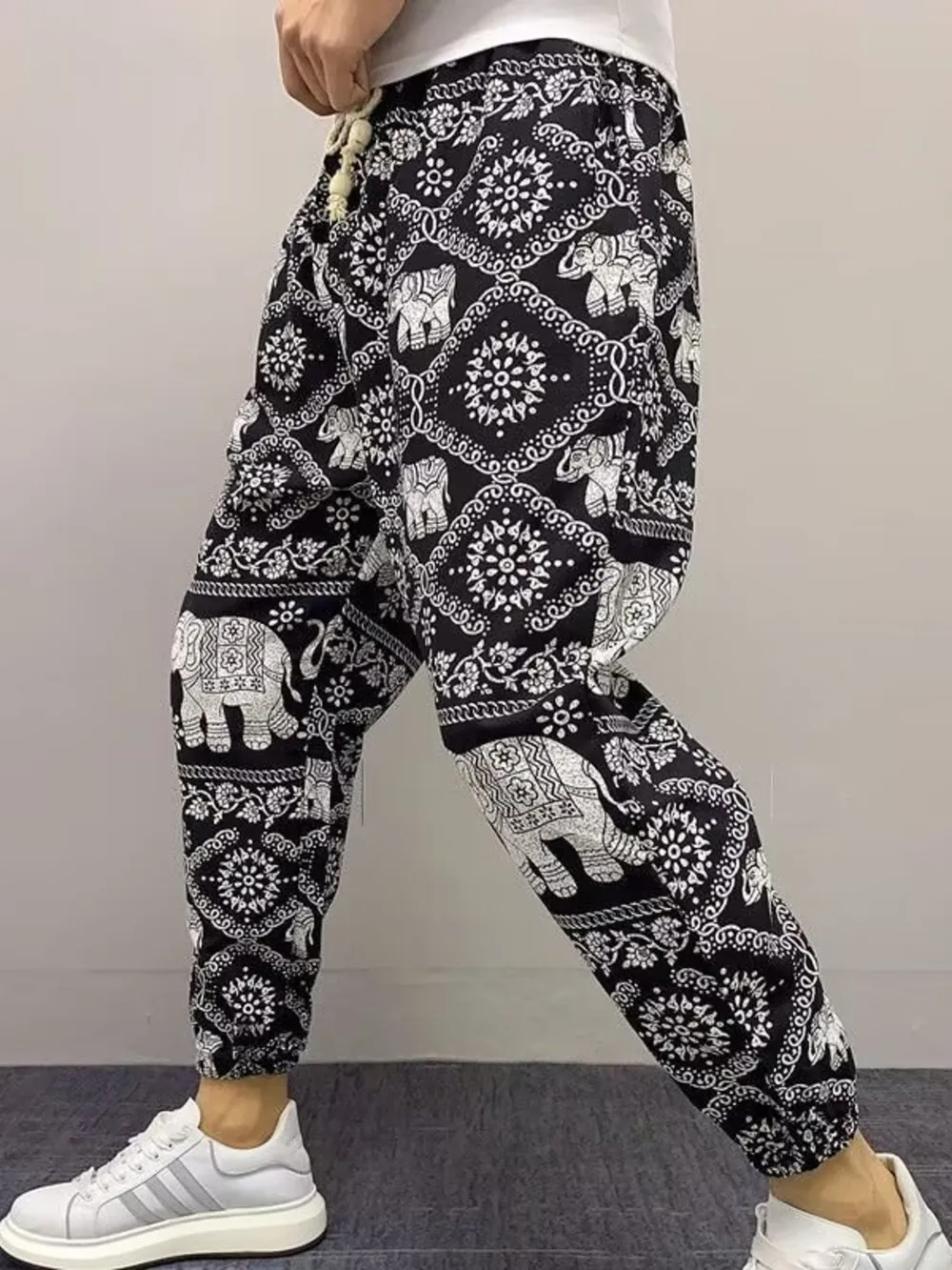 Men's Plus Size Printed Drawstring Joggers, image 3