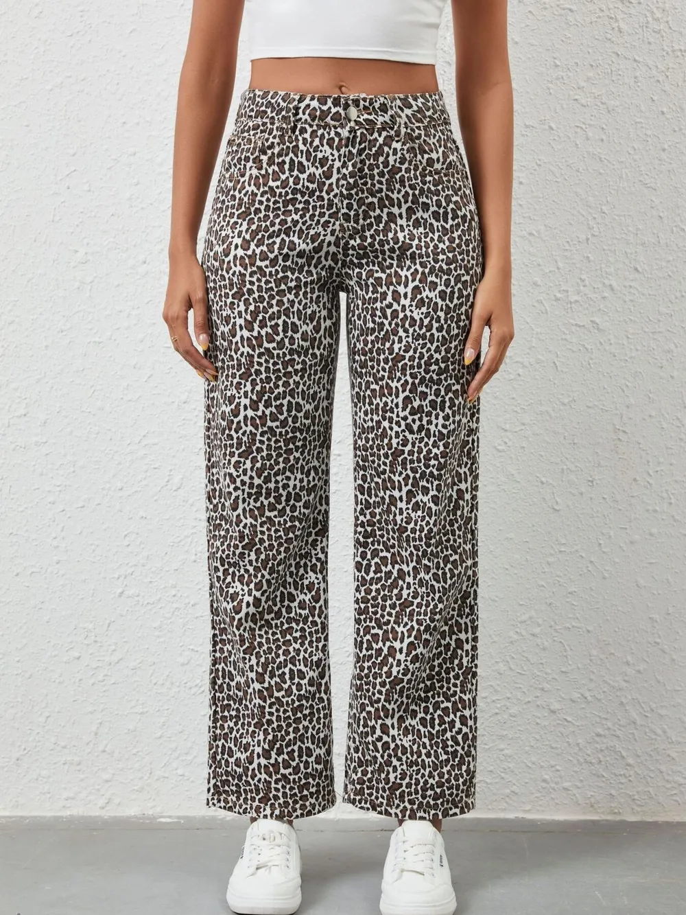 Leopard Print Wide Leg Jeans, image 2