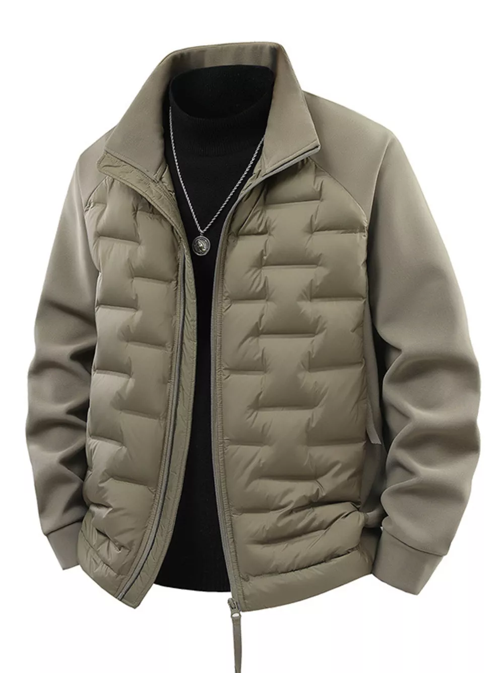 Men's Plus Size Lightweight Padded Stand Collar Jacket, image 4