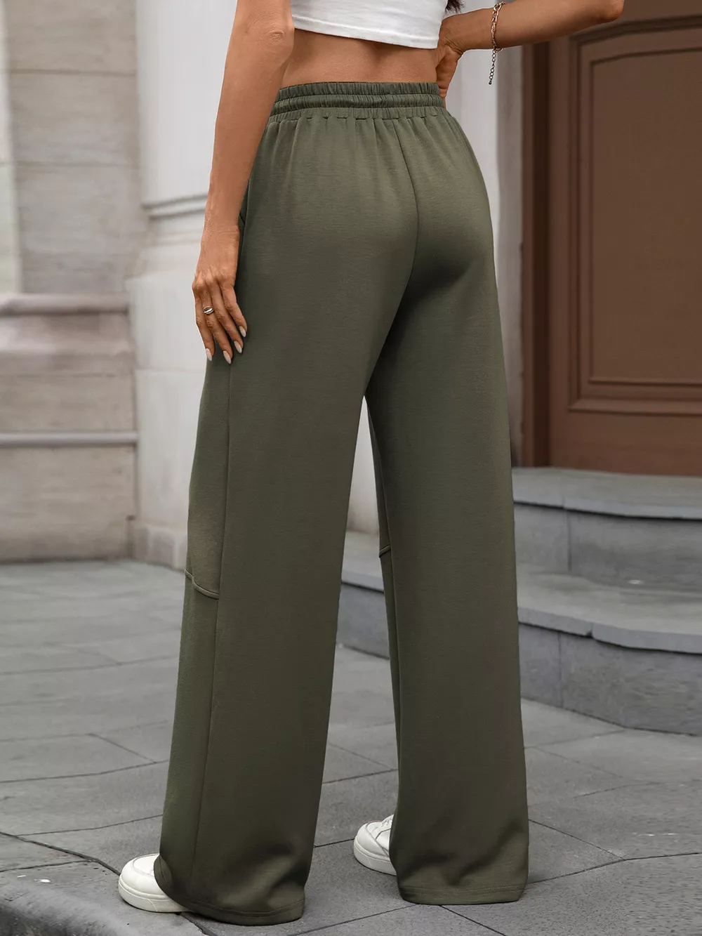 Drawstring High Waist Wide Leg Casual Pants, image 16
