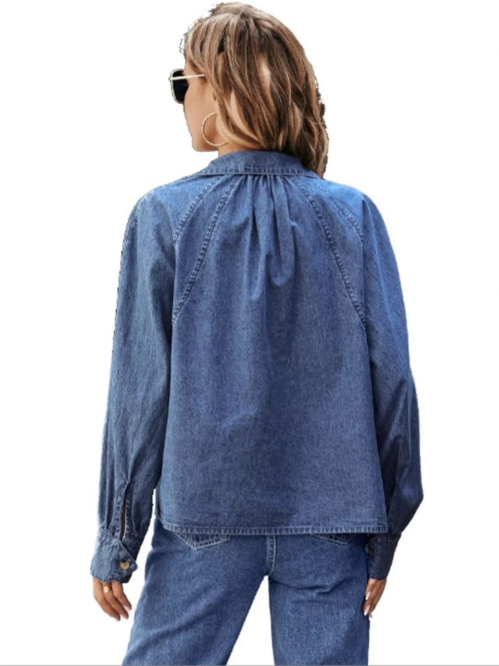 Button Up Long Sleeve Denim Shirt, image 4