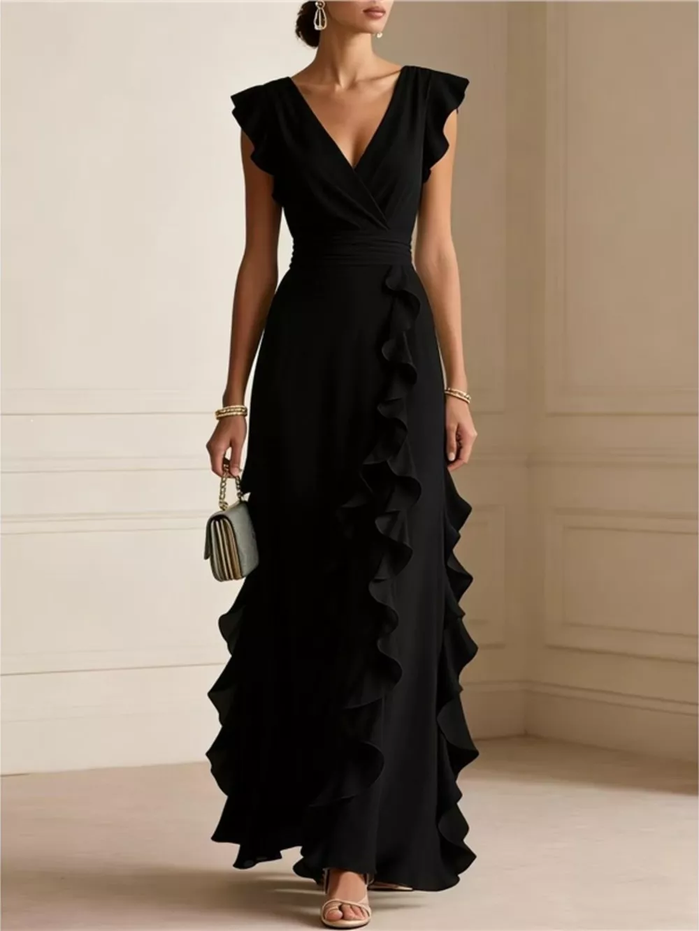 Ruffled Surplice Maxi Dress, image 9