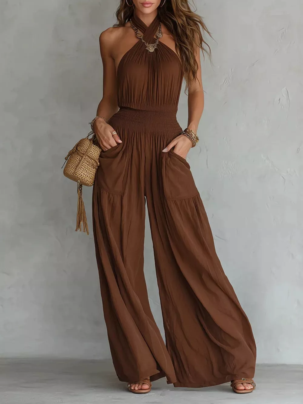Halter Neck Wide-Leg Jumpsuit