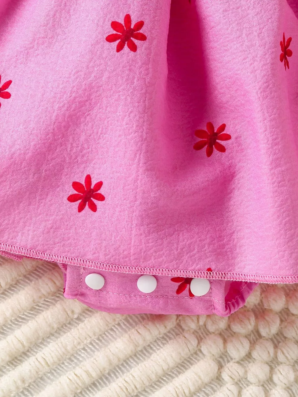 Children's Smocked Floral Print Baby Dress Set with Headband, image 4