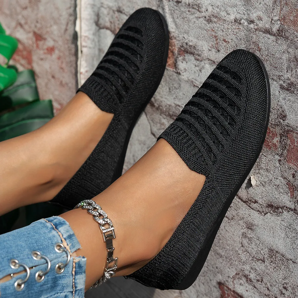 Breathable Knit Slip-On Loafers, image 2