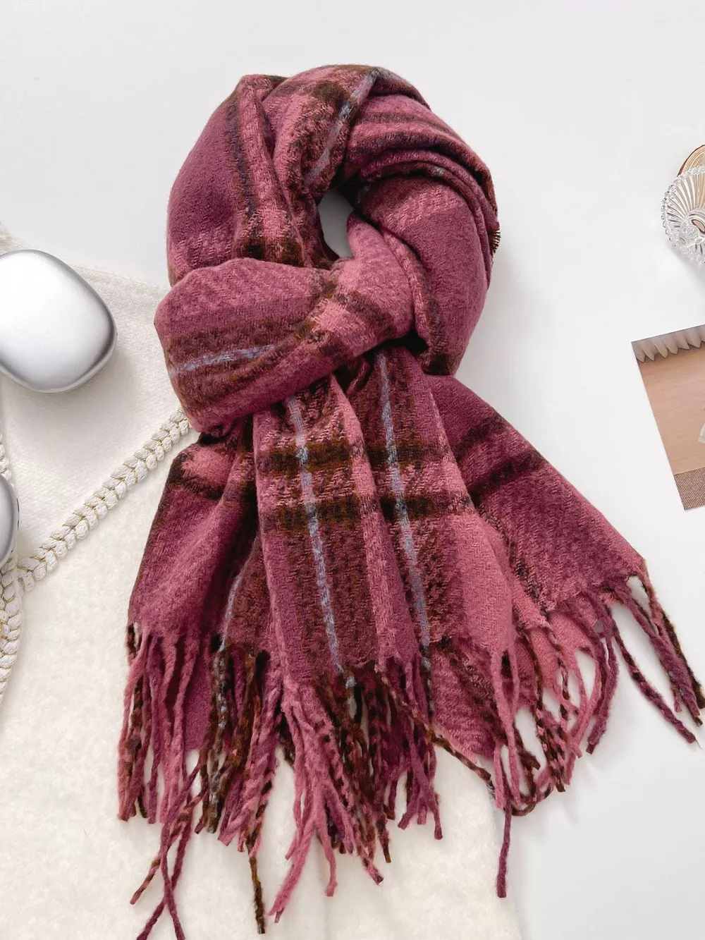 Warm Plaid Winter Scarf, image 11