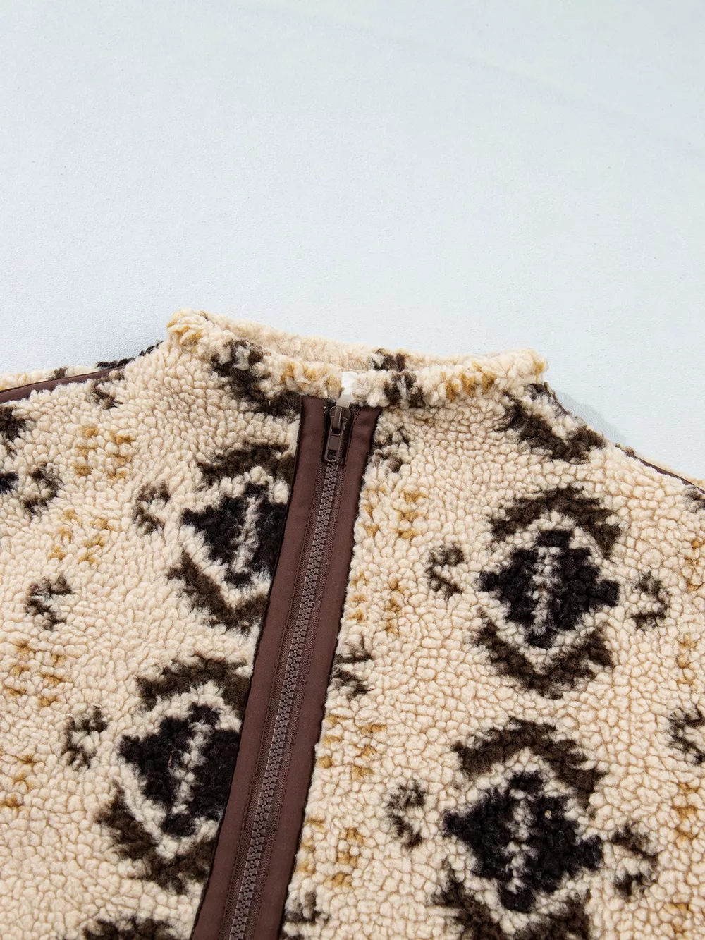 Aztec Print Quarter-Zip Sherpa Sweatshirt, image 10