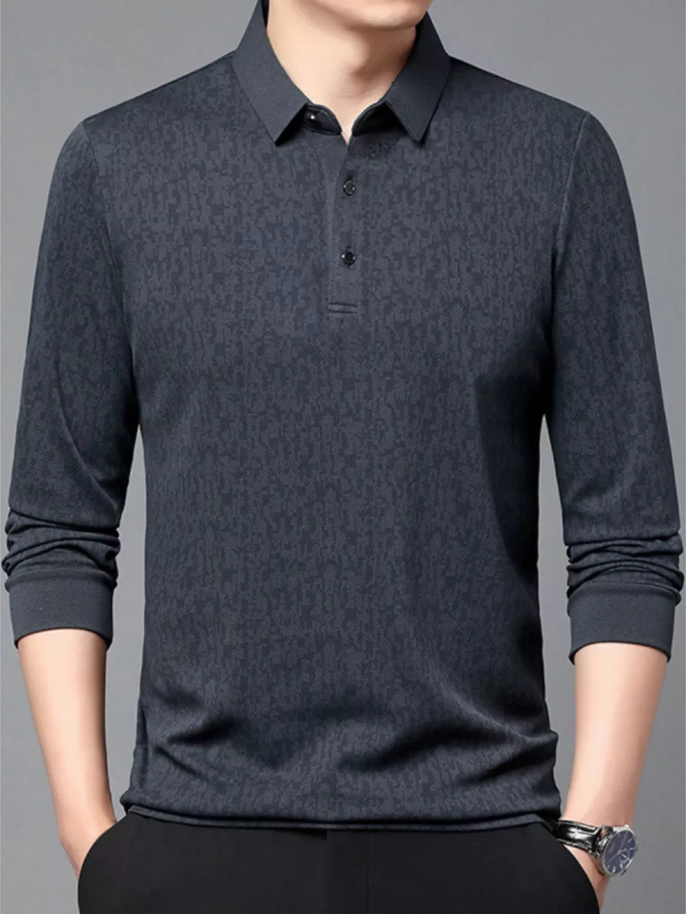 Men's Plus Size Button Detail Short Sleeve Polo, image 3
