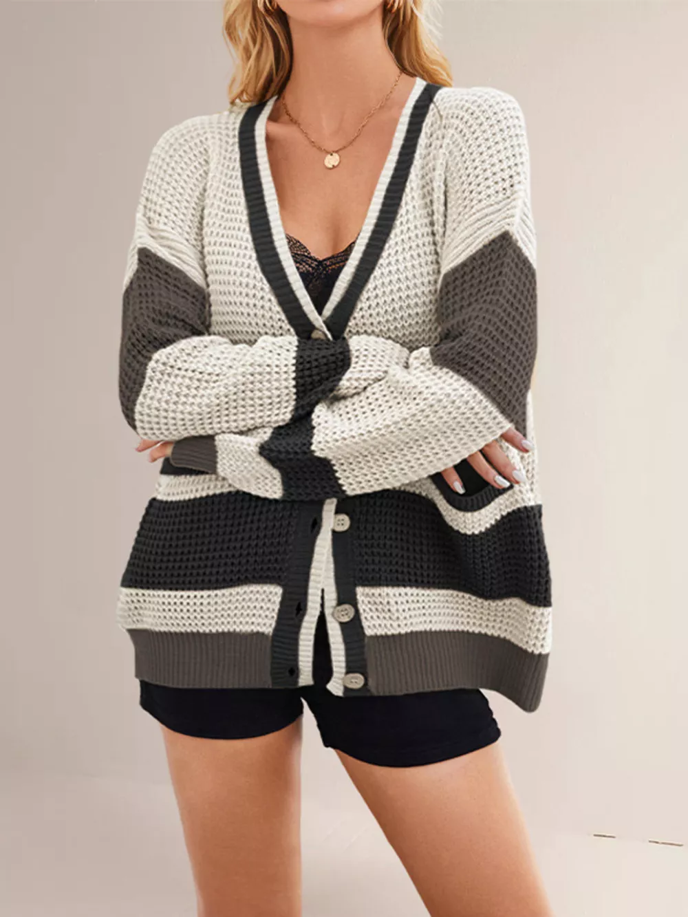 Color Block V-Neck Cardigan, image 11