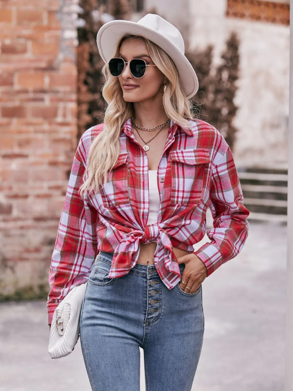 Plaid Button-Down Long Sleeve Shirt, image 2