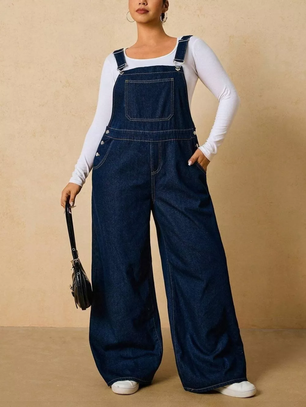 Plus Size Adjustable Strap Wide-Leg Denim Overalls, image 5