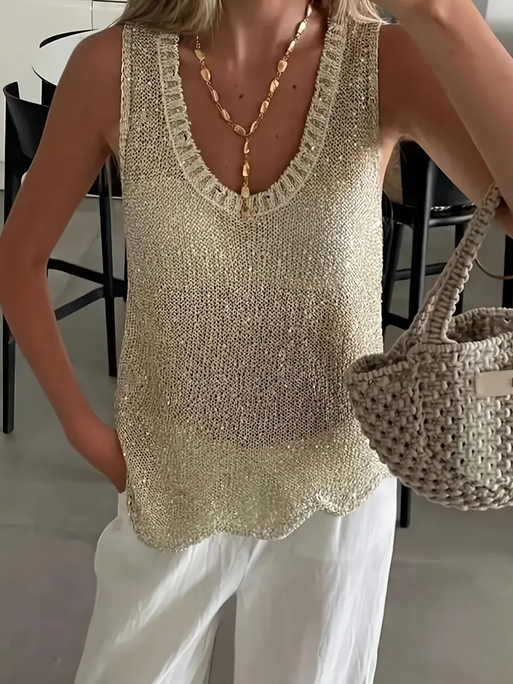 Scoop Neck Sweater Vest, image 6