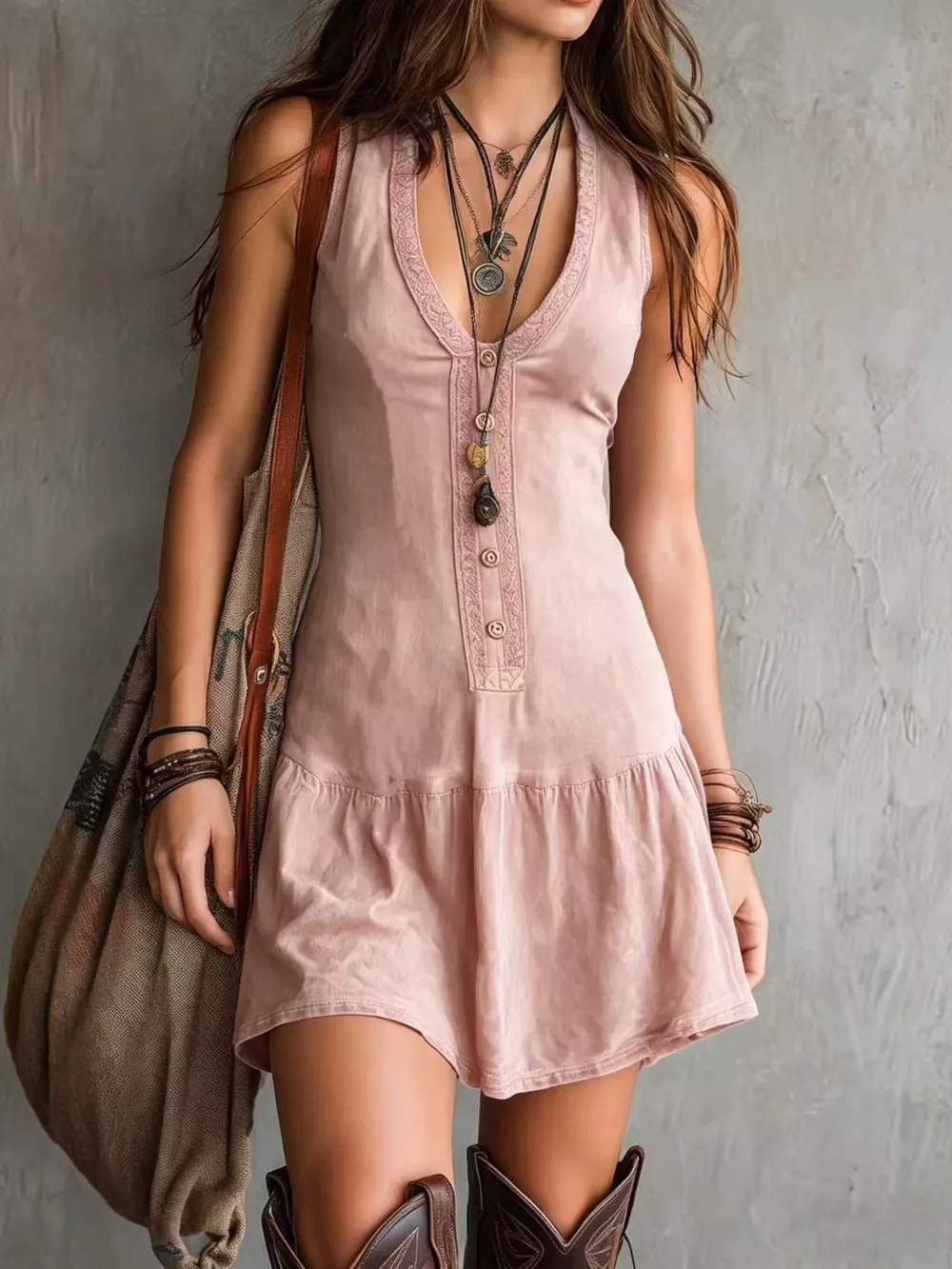 Full Size Sleeveless V-Neck Mini Dress Plus Size, image 11