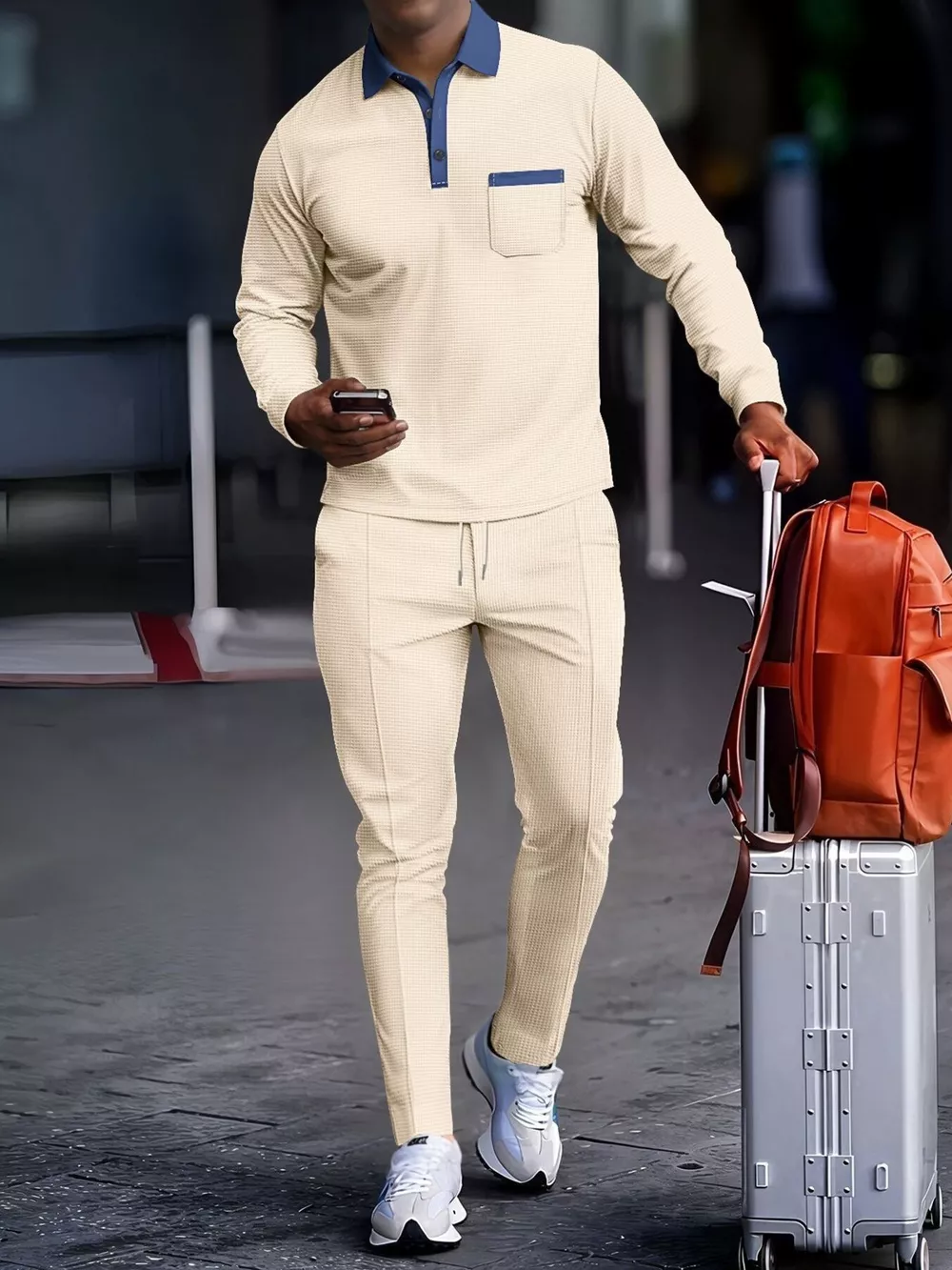 Men's Full Size Long Sleeve Top and Pants Set Plus Size, image 4