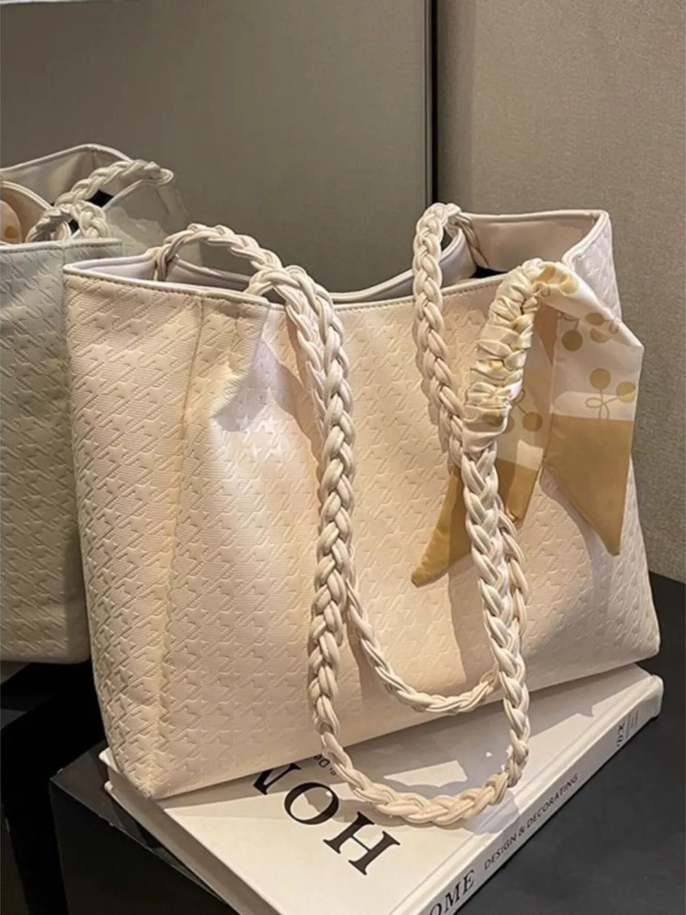 Braided Handle Tote Bag, image 8
