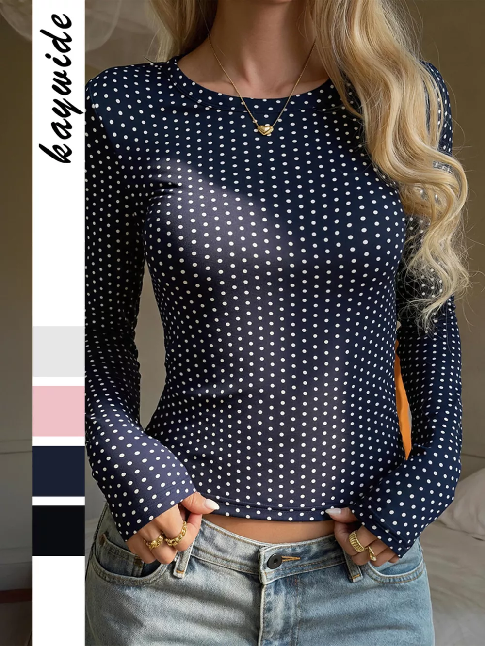 Long Sleeve Polka Dot Slim Fit T-Shirt, image 14