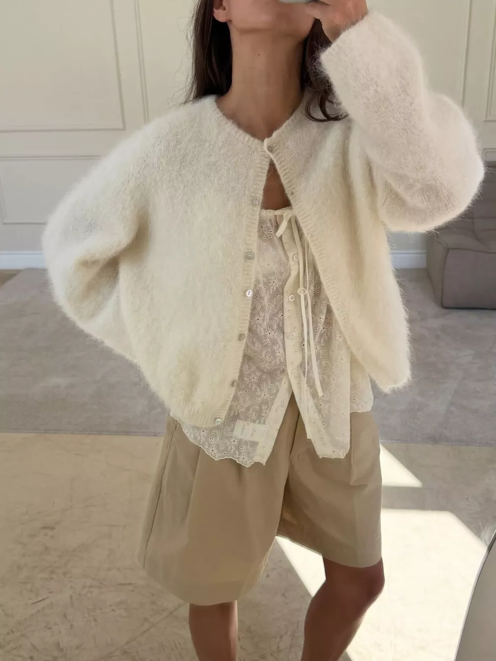 Cozy Fuzzy Button-Down Cropped Cardigan, image 16